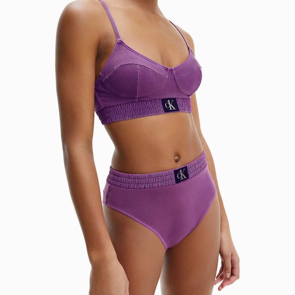 New Calvin Klein bikini purple XL swimwear high waist rise logo adjustable